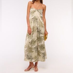 Twist Front Tropical Leaf Print Maxi Dress